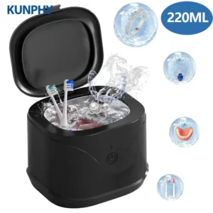 Retainer Ultrasonic Machine 46kHz Portable Ultrasound Retainer Jewelry Clean for Dental Retainer Mouth Guard Watch Ring Jewelry